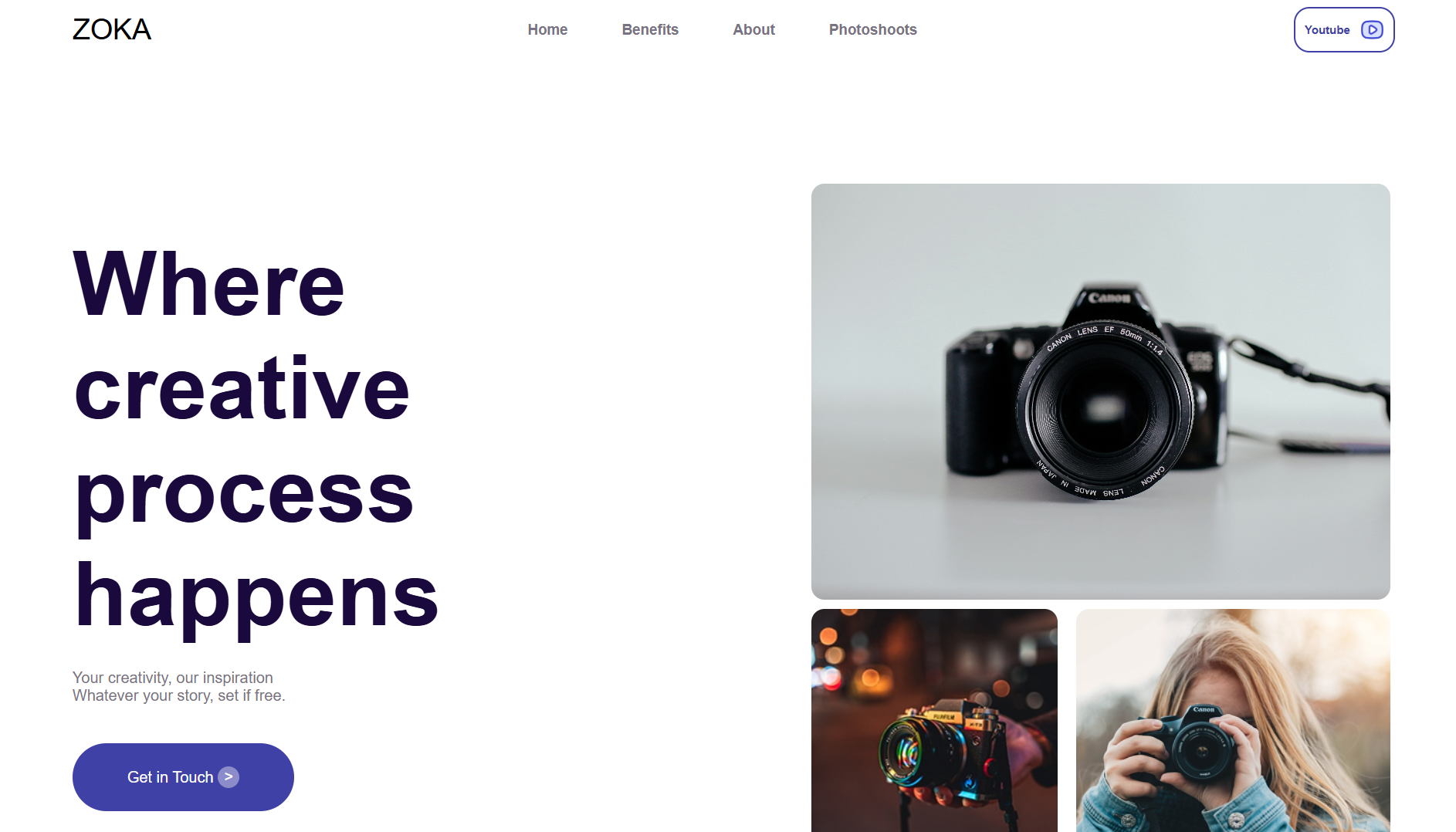 Preview of the ZOKA photography portfolio website